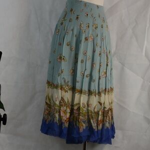 Coldwater Creek 100% silk multi patterned skirt SZ 16 NWOT #B43